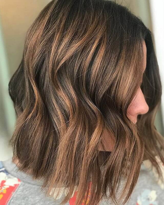 Light Brown Bob with Caramel Hair Highlights