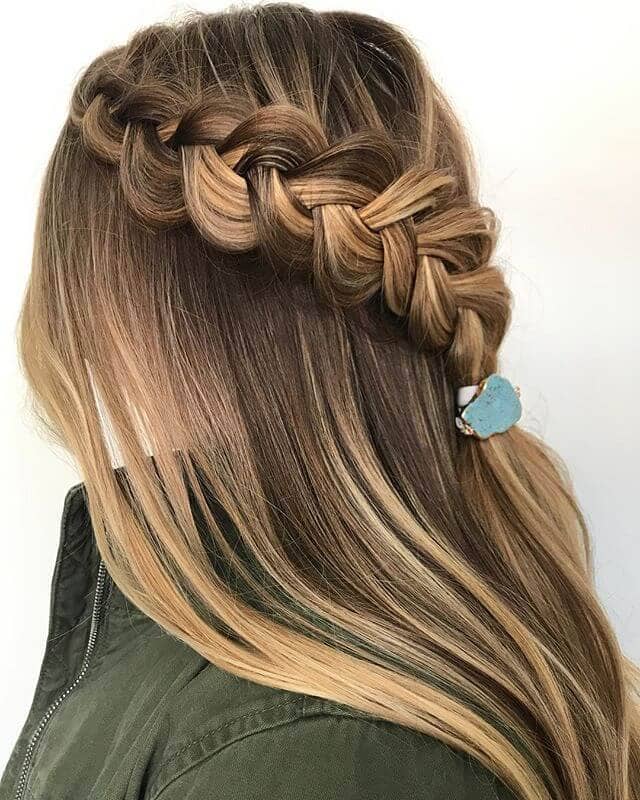 Chunky Side Braid Half Up Style