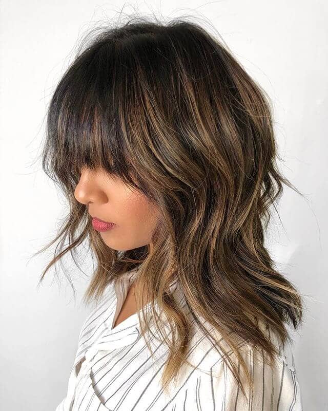 Blunt Bangs With Highlights And Long Layers