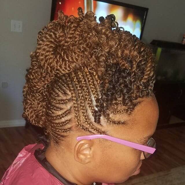 Braided Kinky Twist Updo with Cornrows Kinky Twists