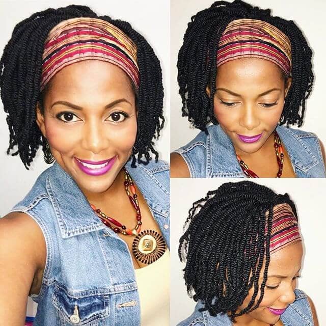 Mini Twisted Bob with Natural Hair Kinky Twist