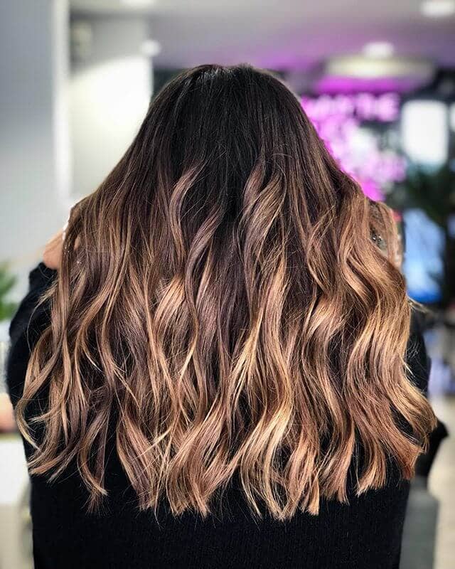 Caramel Ringlets with Brown Roots for Dark Hair