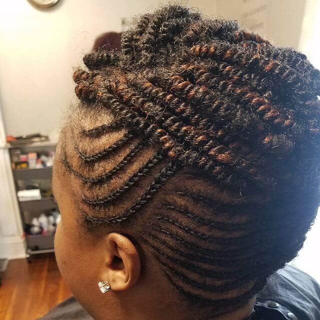 Braided Twist Updo with Cornrows Kinky Twist