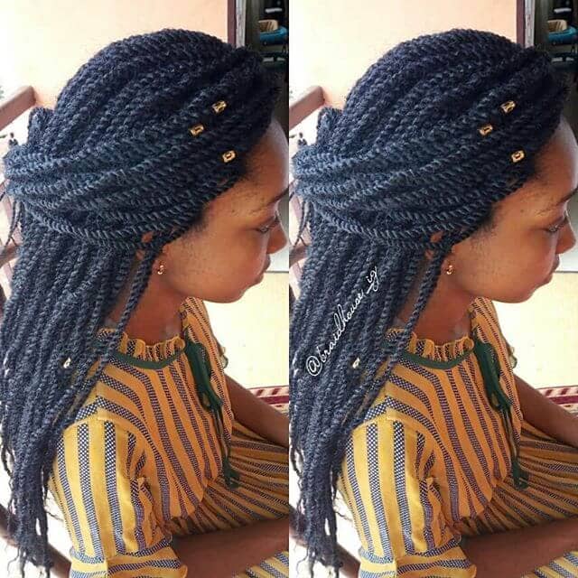 Kinky Twist Beaded Half Up Half Down Twists