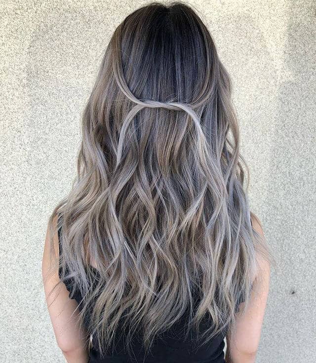 Grey Blond Long Curls With Tied Accent