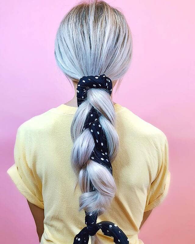 Pretty Ribbon Bound Ponytail Plait