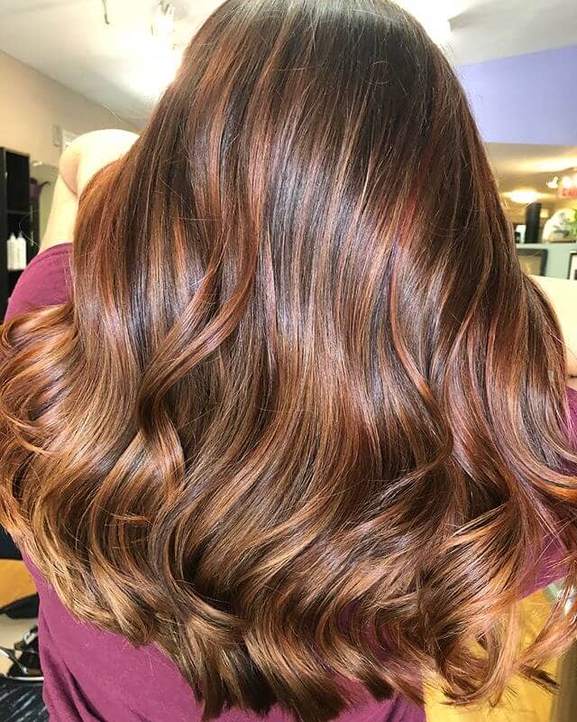 Sweet Shoulder-Length Autumn Toned Highlights