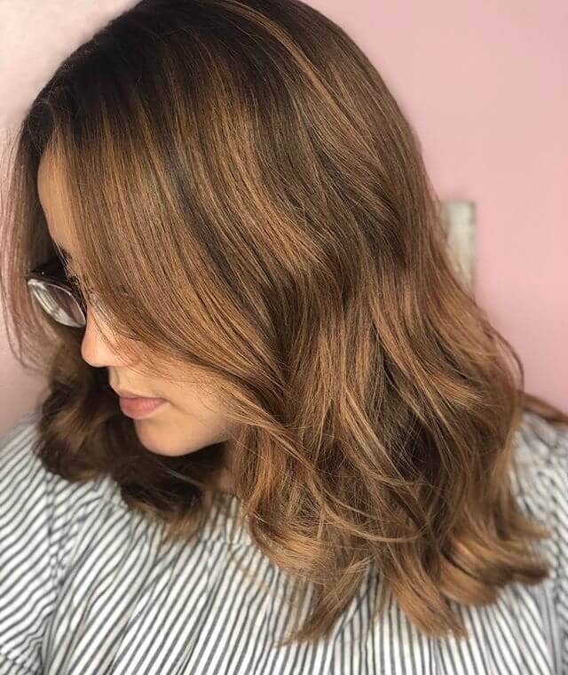 Natural Highlights with Curled Ends for Brown Hair