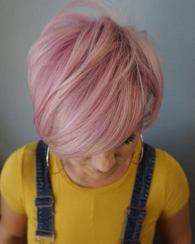 Dusty Rose With Platinum Accents and Wispy Bangs