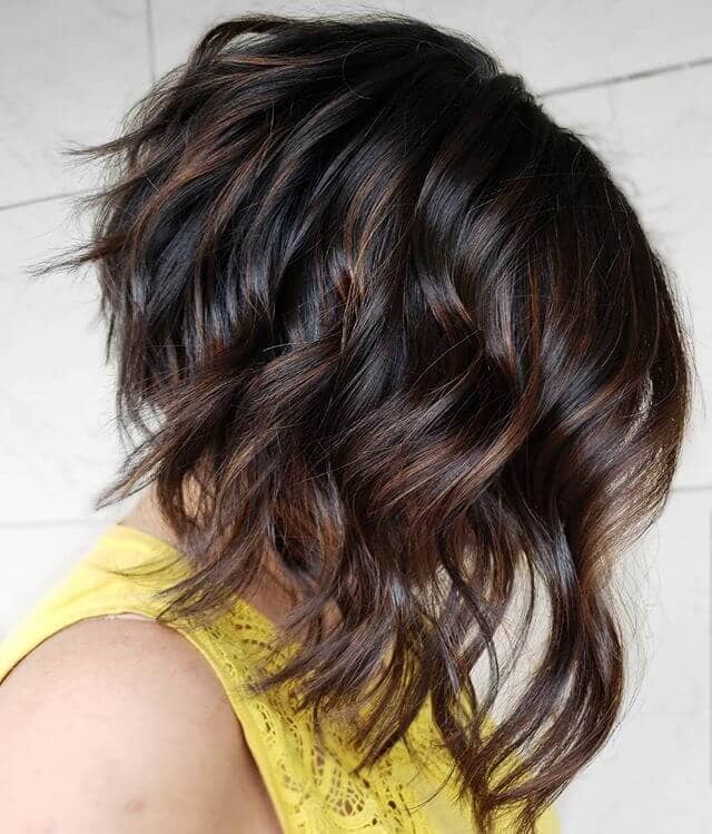Sharp Angles and Soft Curls for Dark Hair Color