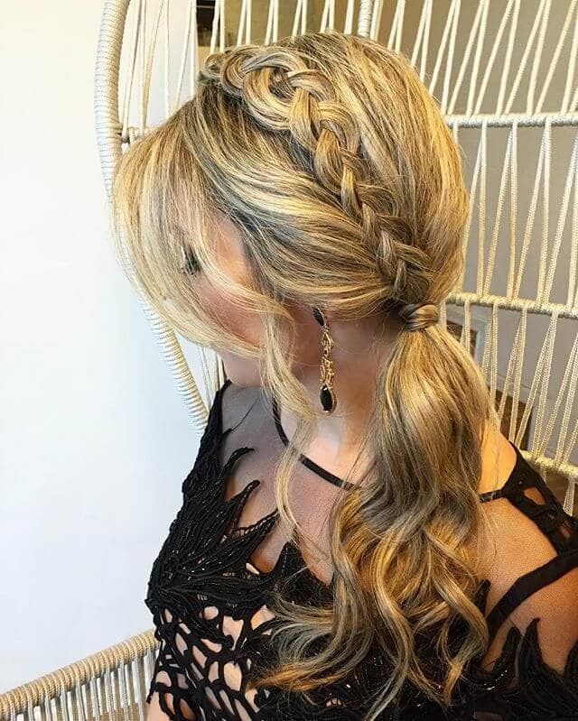 Lace Braided Crown Ponytail Style