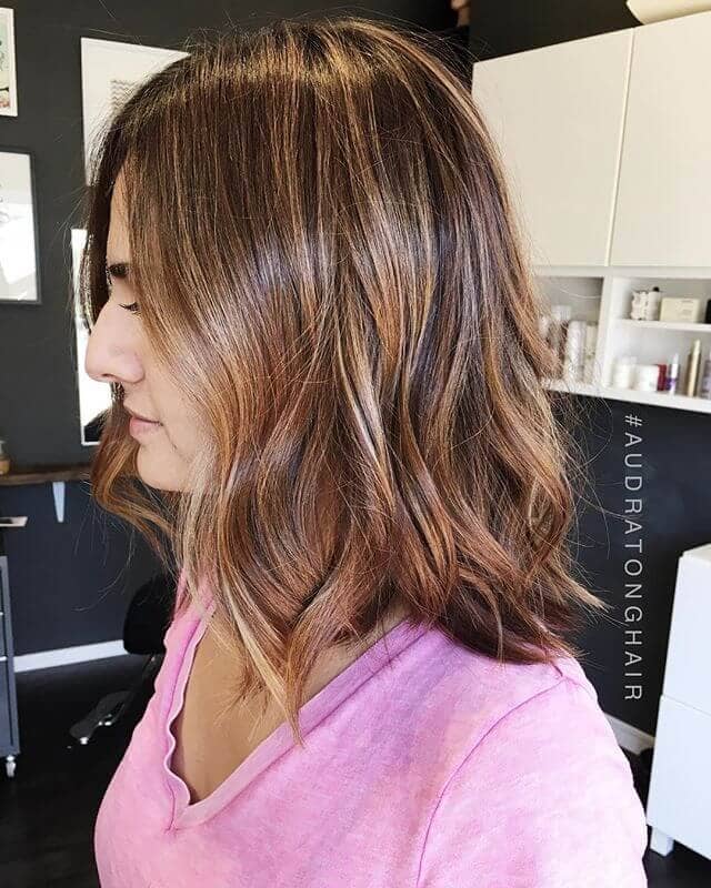 Light Brown Radiant Highlights on Shoulder-Length Layers