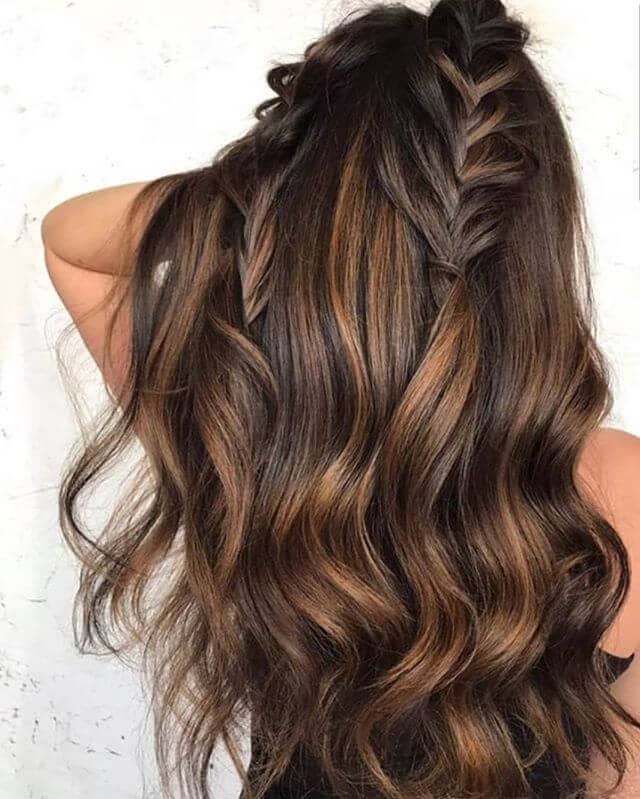 Braided Half Up Hair With Dark Tones