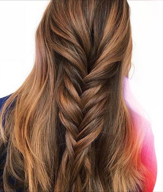 Long Brown Hair With A Fishtail Twist