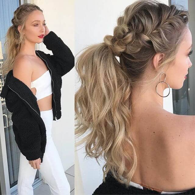  Ponytail Hairstyle with Mixed Braid Base