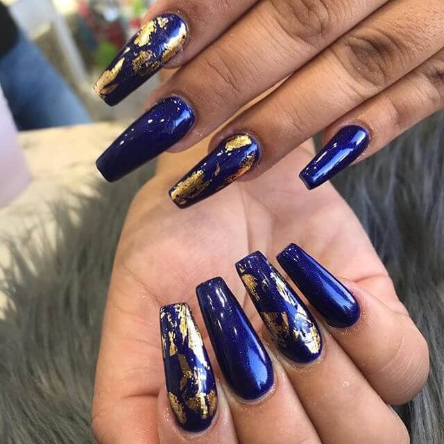 Gold Marbling on Luxe Blue