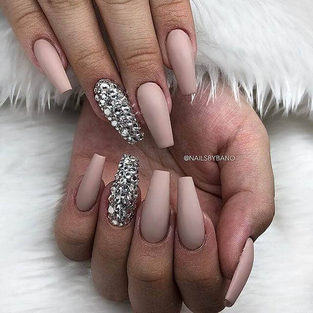 Nude Matte Nails Design with a Bold Accent, Matte Topcoat