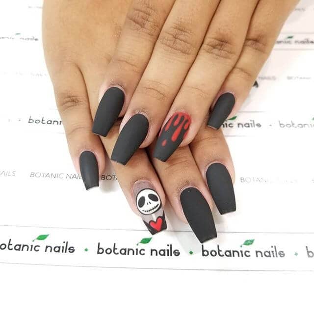 Awesome Jack Skellington-Inspired Matte Nails Design, Matte Topcoat