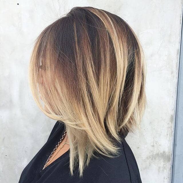 Side Swept Long Bob with Balayage Highlights