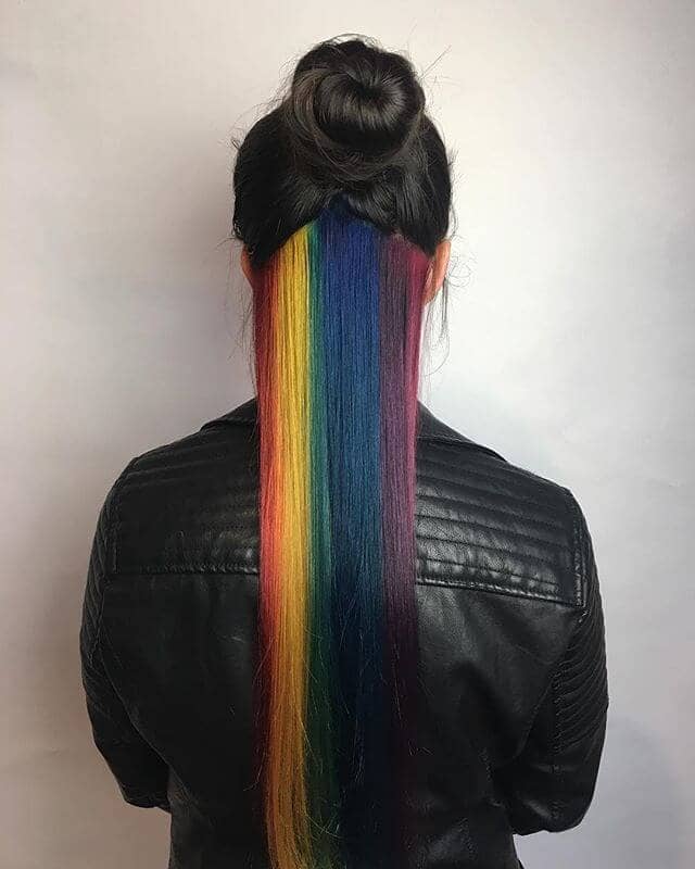 Spunky Rainbow Streaks Under Natural Top Layer