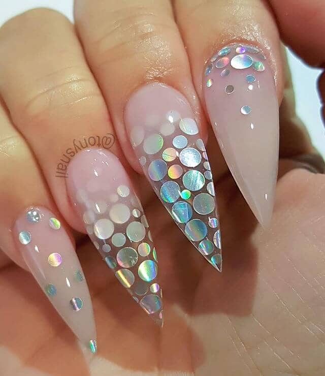 Bubbly Mermaid Stiletto Nails