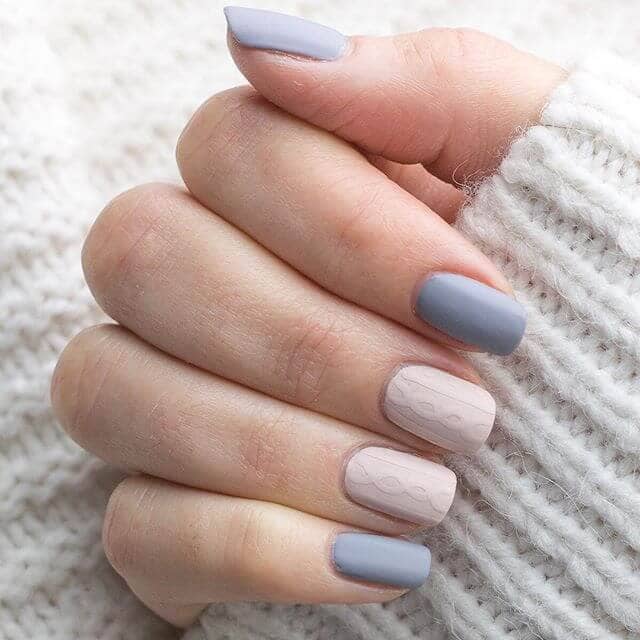 Creative Cable Knit Nail Design Idea Matte Nails, Matte Top Coat