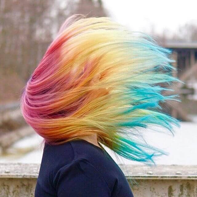  Windswept Rainbow Bayalage in Lovely Long Layers