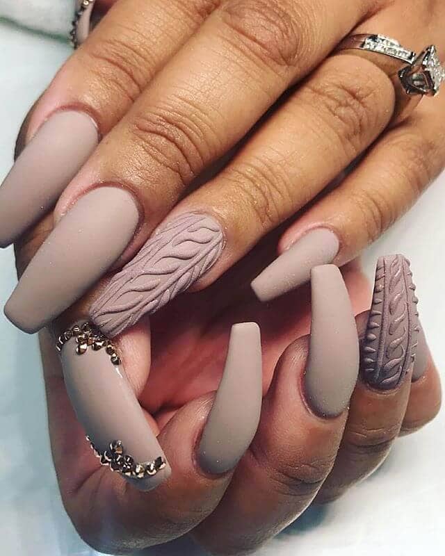 Nude Nail Idea: Nature-inspired Nude Nails with Gemstones