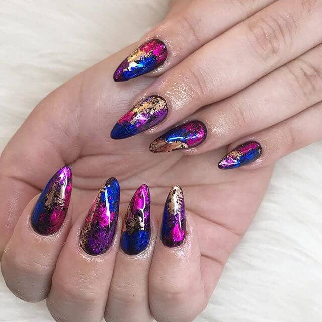 Bold Multi-Colored Almond Nails