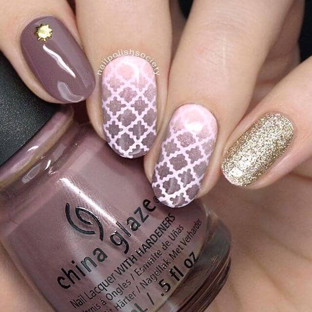 Rich Mauve Nail with Gilding and Latticework Best Nail Design Nail Art