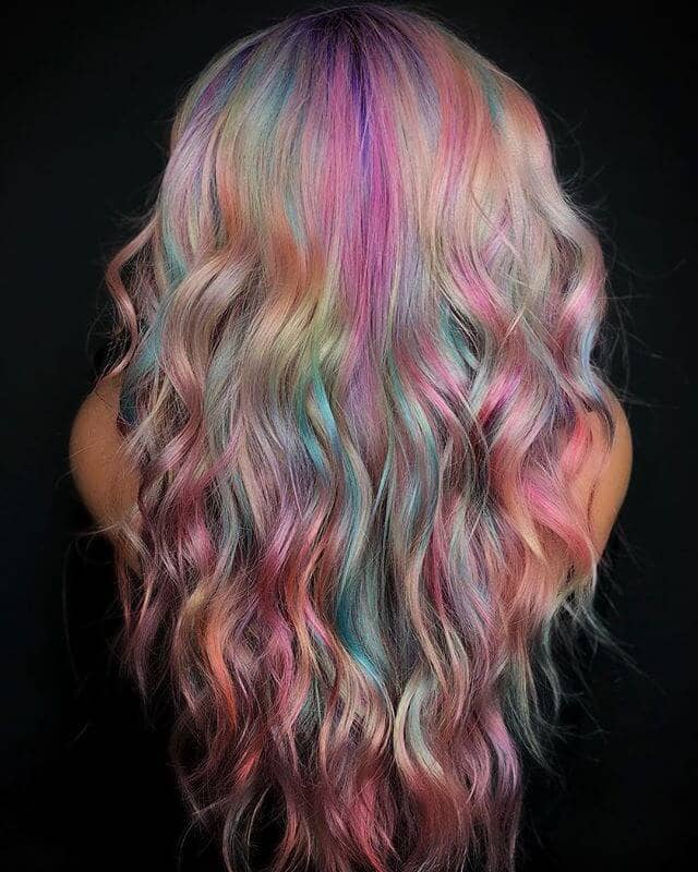 Romantic Mermaid Pastels in Long V-Cut Waves