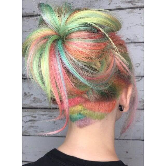  Pink and Green Pastels with Sporty Hideaway Undercut