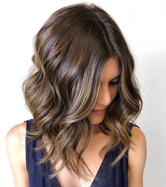 Simple Brunette Long Bob with Curls