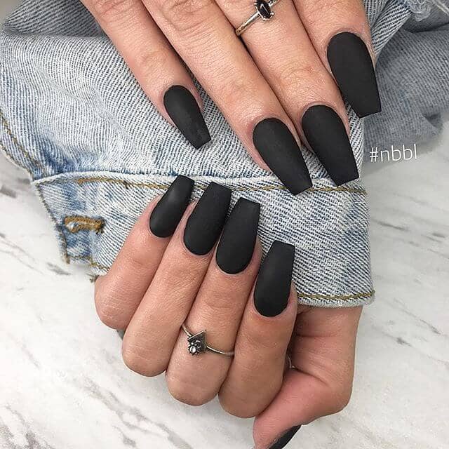 Sophisticated Matte Black Nails