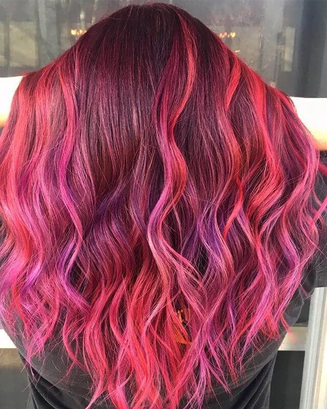 Feisty Fuchsia and Violet Boho Waves