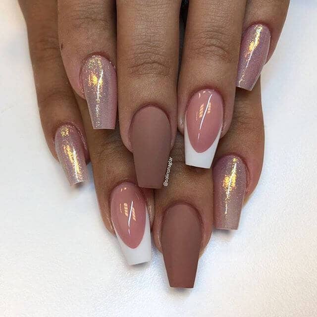 Multi-Toned and Textured Dusty Pinks Matte Nails