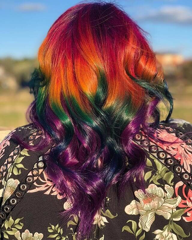 Dark Gem Hues for V-Cut Medium Length Curls