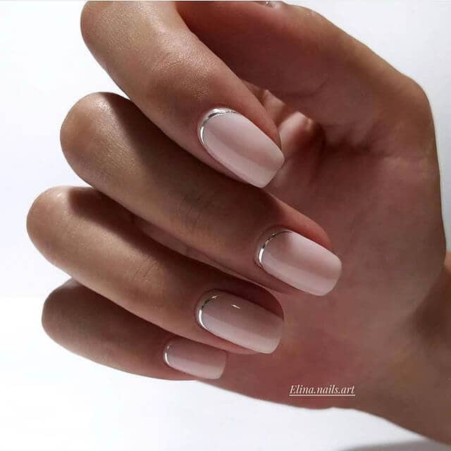 Nail Art: Sweet and Soft Delicate Pretty Silver-Touched Nude Nails