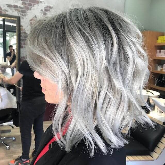 Mature and Silver Long Bob