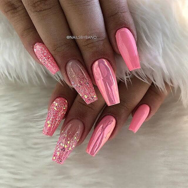 Oooo La-la Pink Party Nail with Sparkly Gloss Cute Nails Nail Art
