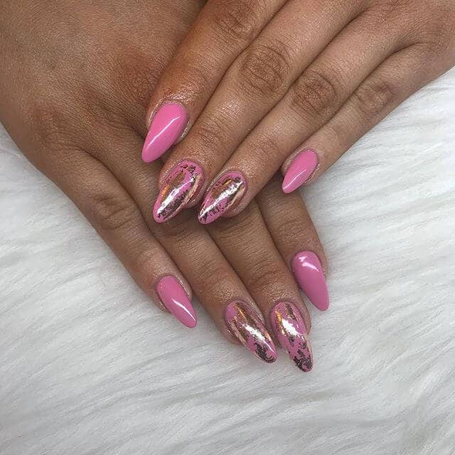 Weathered Accent on Pink Nails