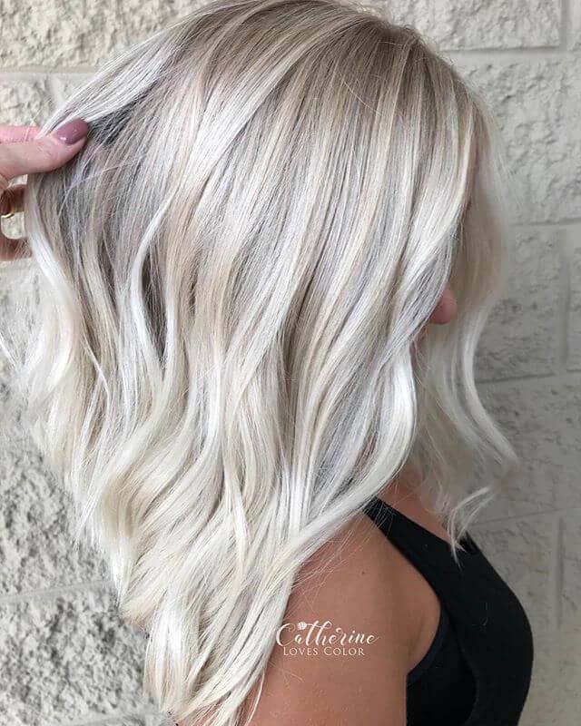 Classic Platinum Blonde Long Bob