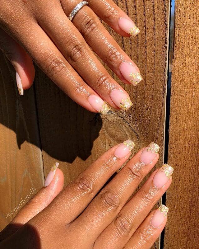 French Manicure Golden Tips