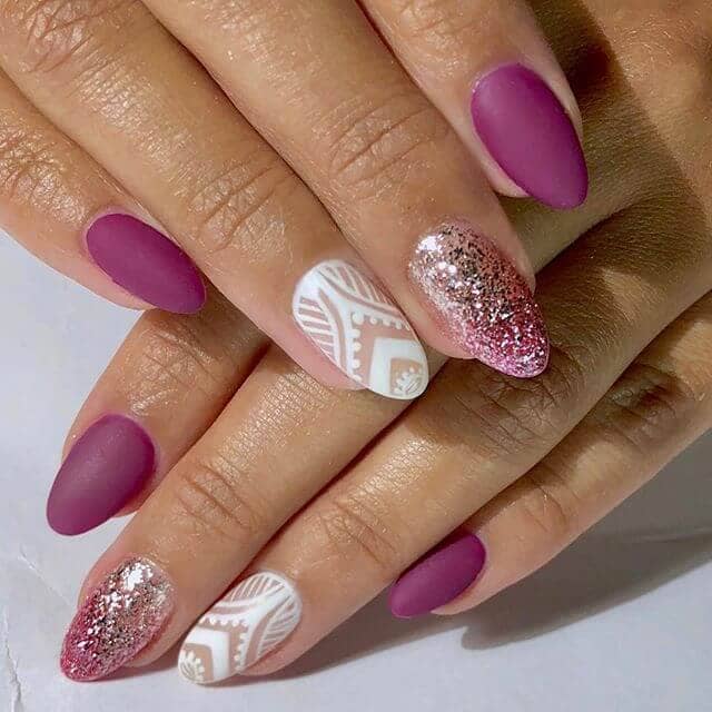 Good Time Glitter and Lace Nails, Matte Glitter Nails, Matte Ombre Nails