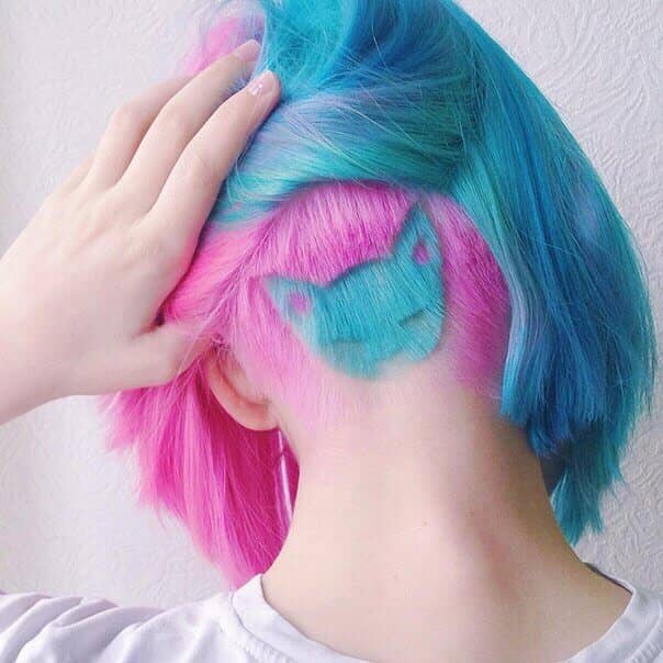 Awesome Neon Pink and Blue Peek-a-Boo Kitty Undercut