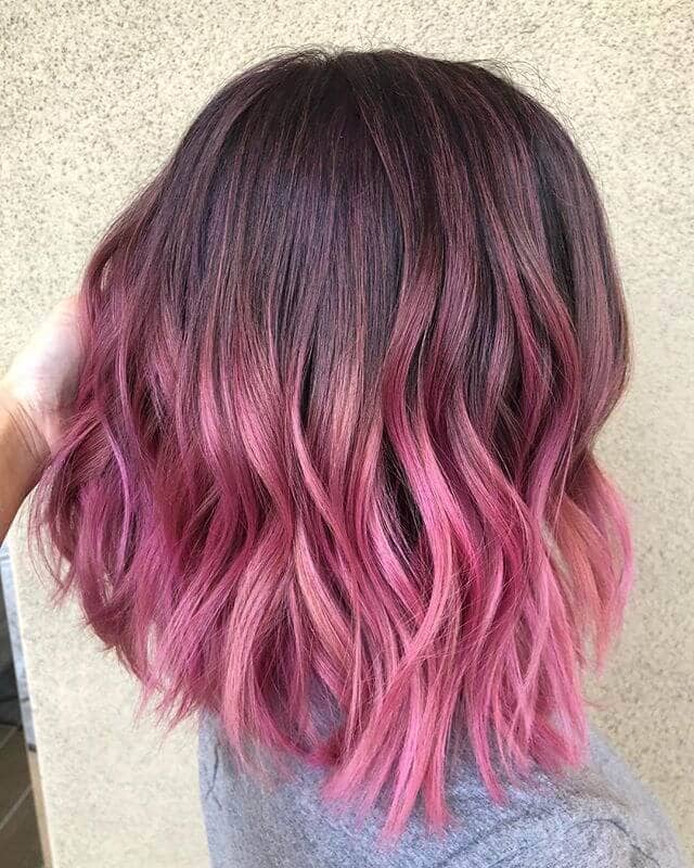 Half and Half Hot Pink Haircut