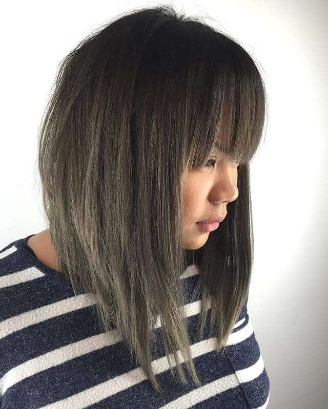 Sleek and Simple Long Bob with ‘90s Bangs