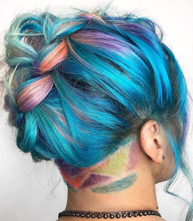 Soft Mermaid Braid with Geometric Rainbow Undercut