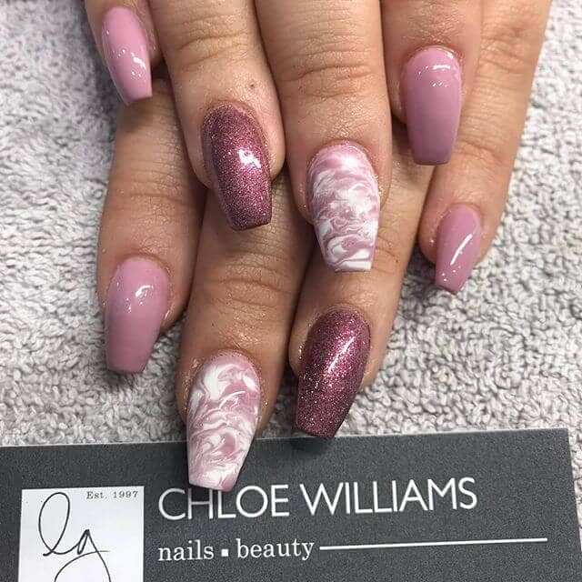 Squared Pink Ombre and Marbled Accent