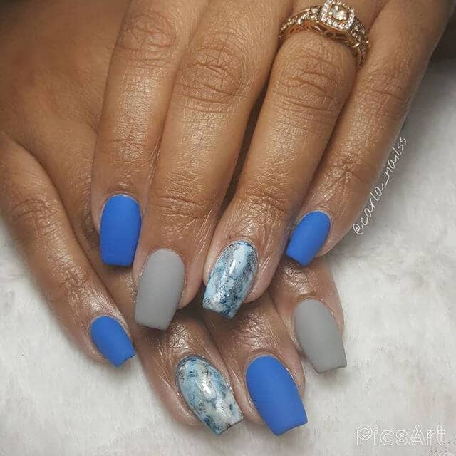 Matte Blue and Gray with Marbled Accent